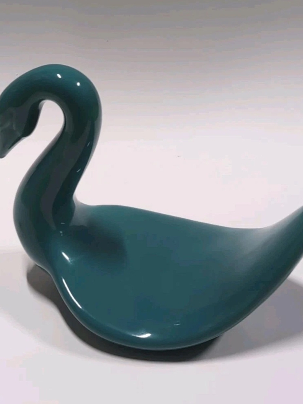 Glossy Teal Ceramic Swan Decorative Accent